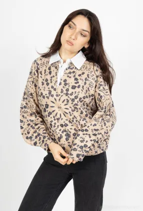 Bedruckter Pullover mit Hemdkragen