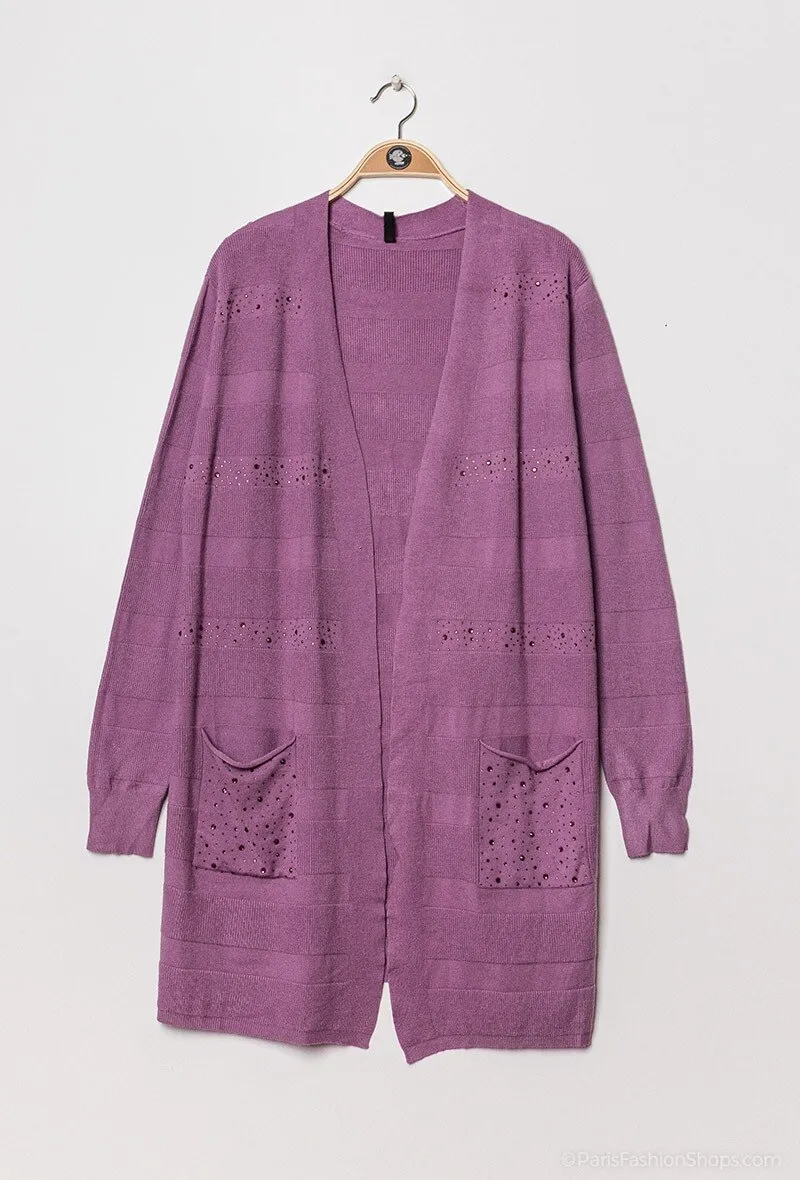 Cardigan with strass stripes
