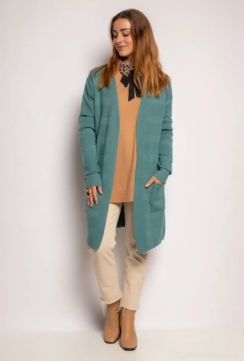 Cardigan with strass stripes