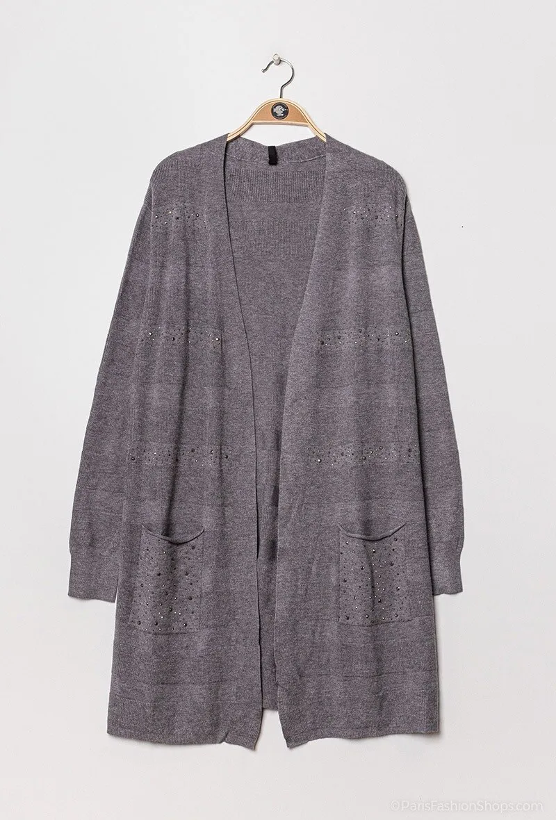 Cardigan with strass stripes