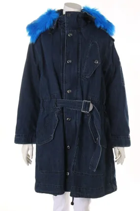 DIESEL - Jeans-Mantel mit Fake Fur-Besatz - S