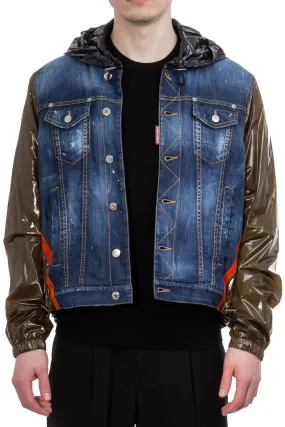 DSQUARED2 Cotton Stretch Denim & Nylon Ripstop Jacket  