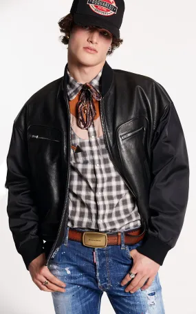 DSQUARED2 Western Aviator Leather Jacket  