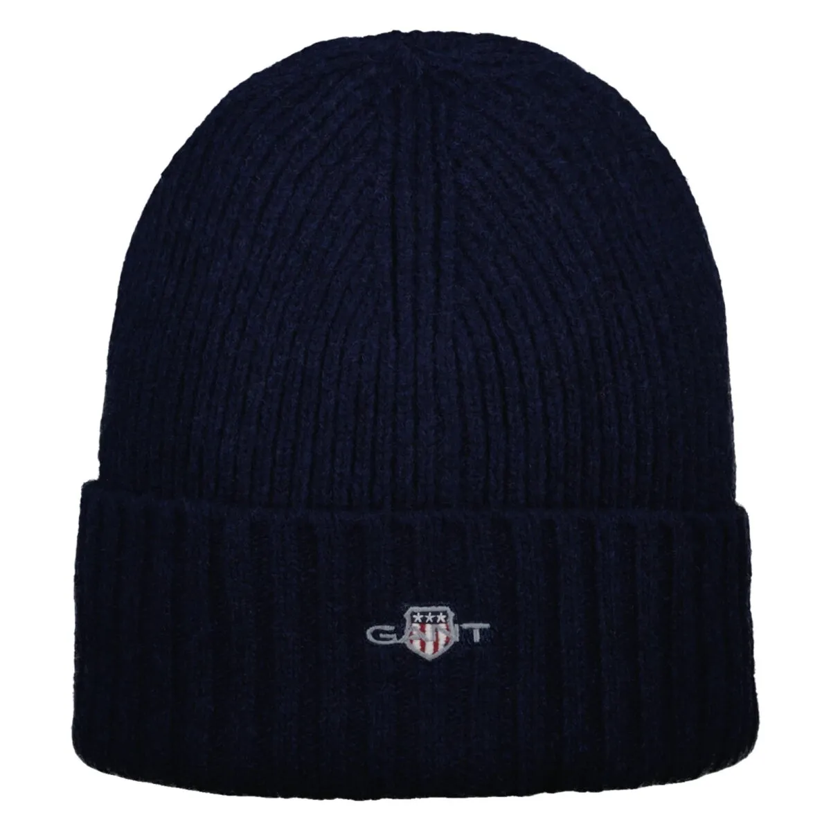 GANT Unisex Mütze - SHIELD WOOL BEANIE, Rippstrick, Woll-Mix, Logo One Size