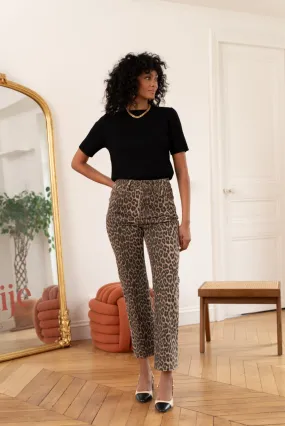 Gerade Solange-Jeans mit Leopardenmuster