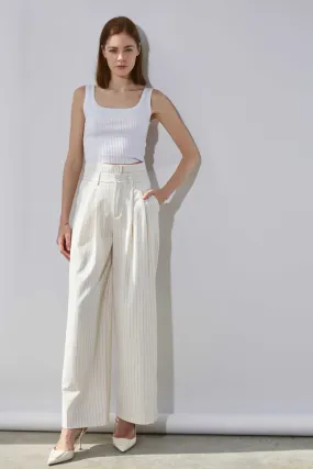 Gestreifte Hose mit doppelter Taille