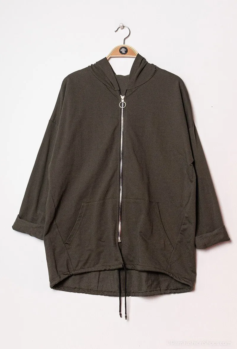 Hoodied cardigan