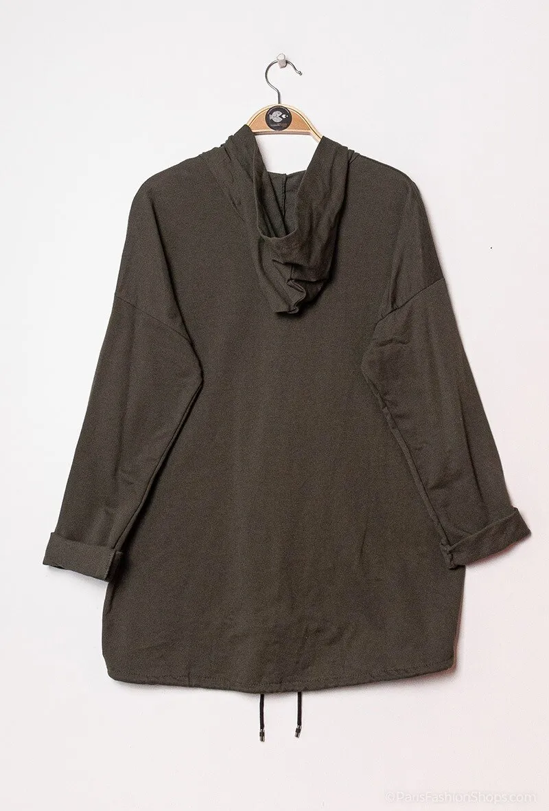 Hoodied cardigan