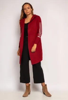 Long hooded striped cardigan