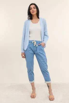 Lässige Hose mit elastischem Bund und Spitzenbündchen