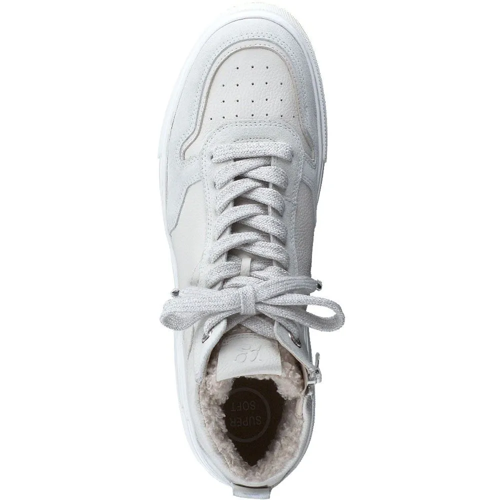 Paul Green Damen Boot Leder Schnürung Reißverschluss WEIß 5373-026