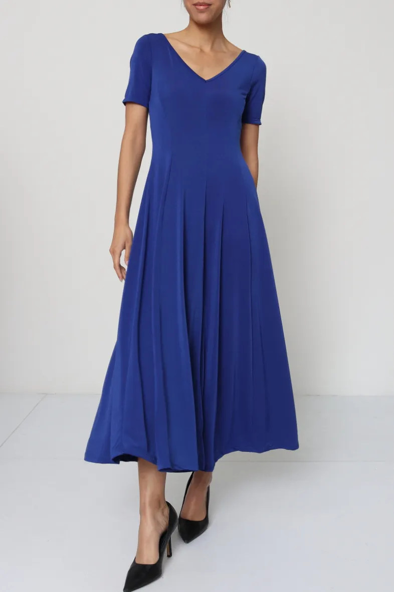 Revdelle – Langes, schlichtes, lockeres Kleid mit V-Ausschnitt
