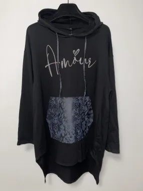Schwarzer „Love“-Hoodie (T05538)