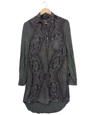 Single Tunikabluse schwarz Animalmuster Casual-Look