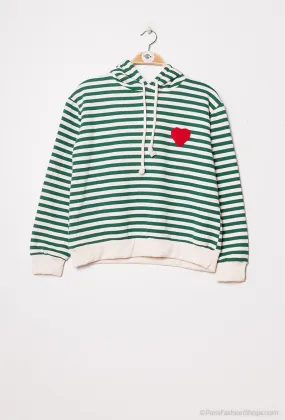 Stiped hoodie with heart logo