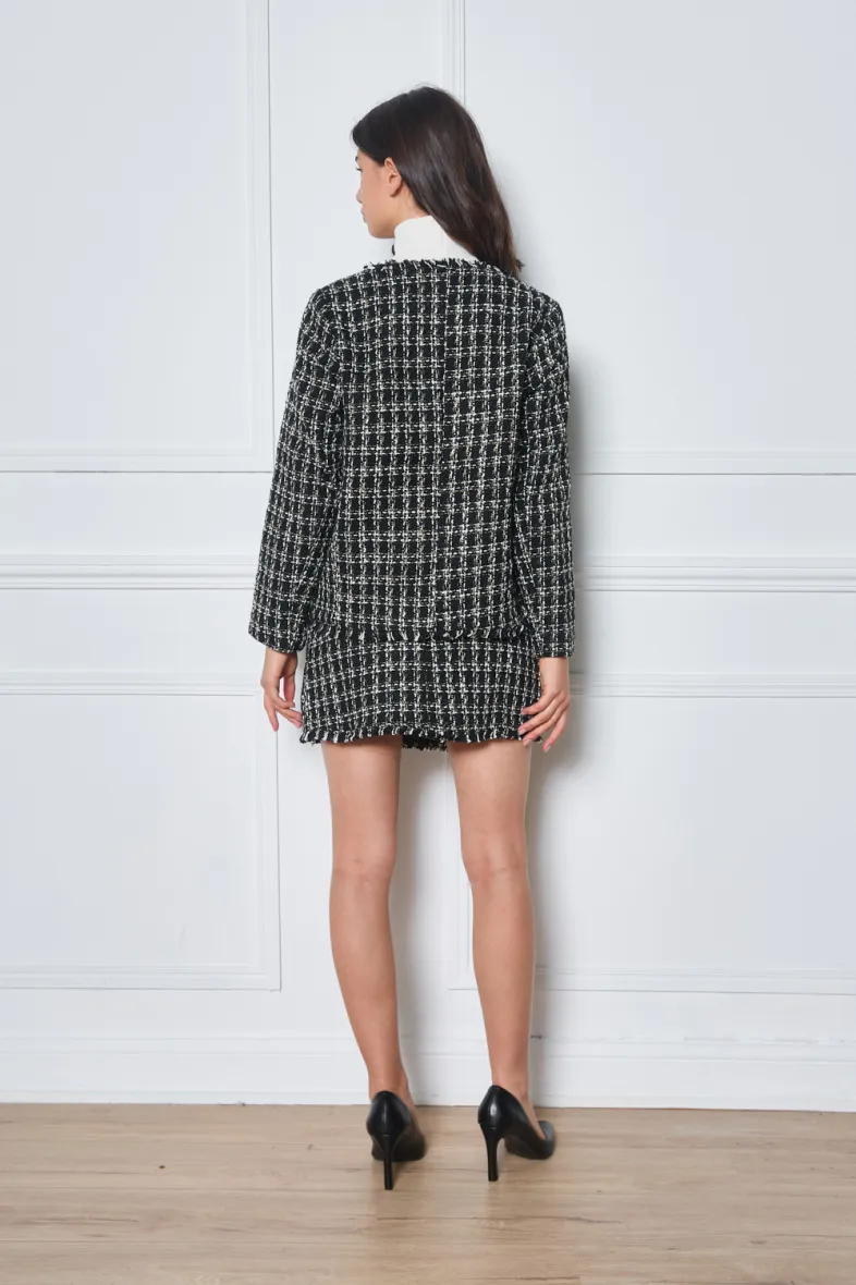 Strukturierte Tweedjacke mit langen Ärmeln