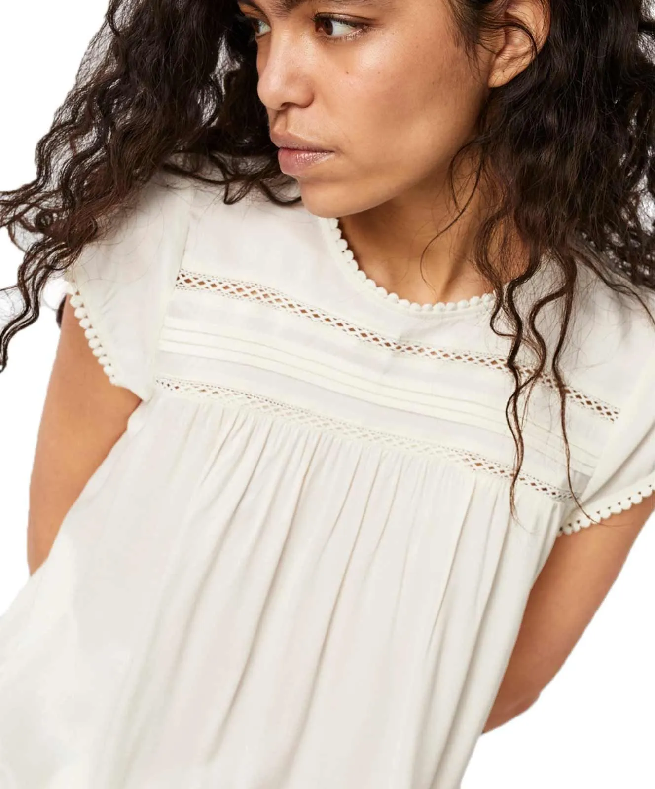 Vero Moda Blusenshirt Debbie mit kurzen Ärmeln in weiß