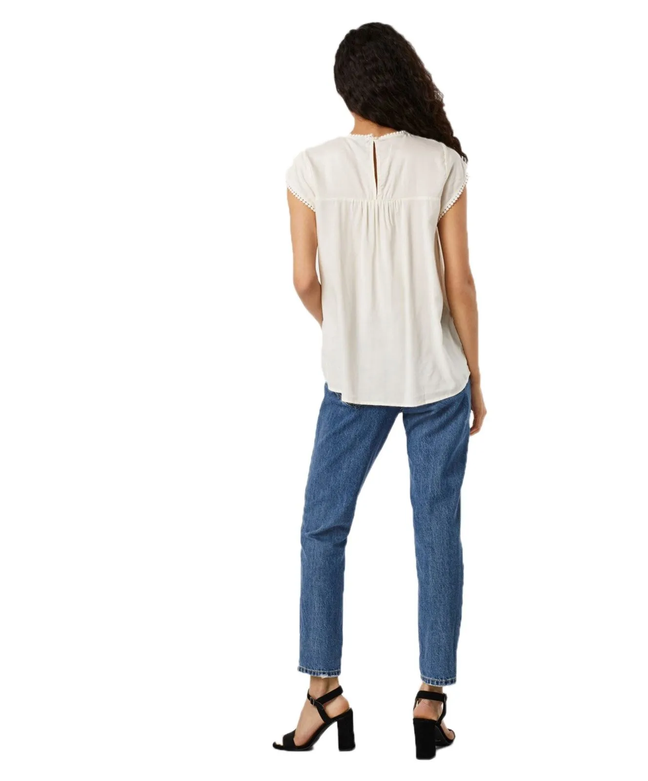 Vero Moda Blusenshirt Debbie mit kurzen Ärmeln in weiß