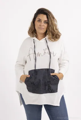 Weißer „Love“-Hoodie (T05538)