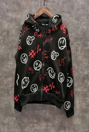 Zipped fleece hoodie SMILE